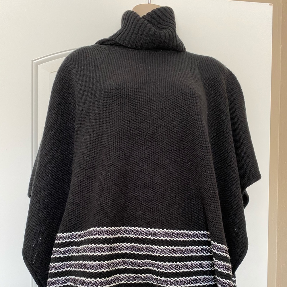 Michael Kors Black and Silver Knitted Poncho